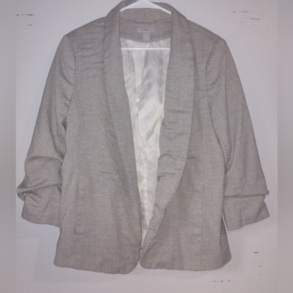 H&M Light Beige Open-Front Shawl Collar Blazer